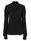 Balenciaga Pussy-bow Crinkled-jersey Shirt