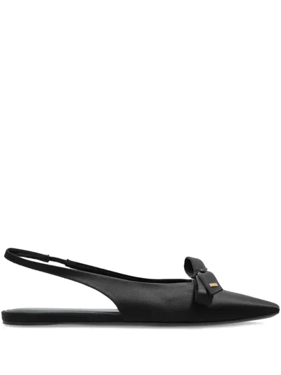 Balenciaga Bow Slingback Flat Pumps In Black