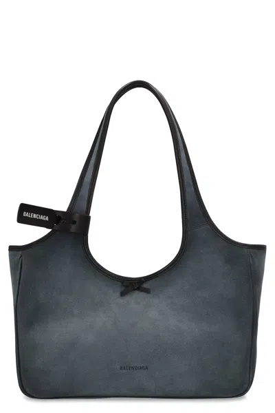 Balenciaga Bow Suede Lau Tote Bag In Gray