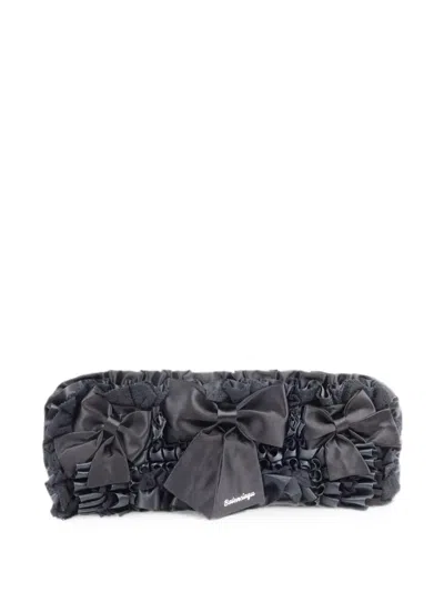 Pre-owned Balenciaga Bow-detail Clutch Bag In Black