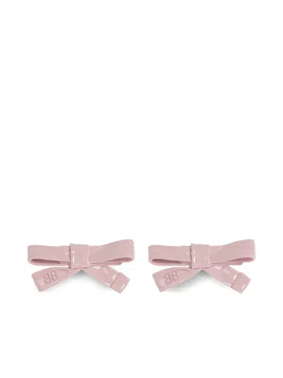 Balenciaga Bow-shaped Brass Earrings In Gray