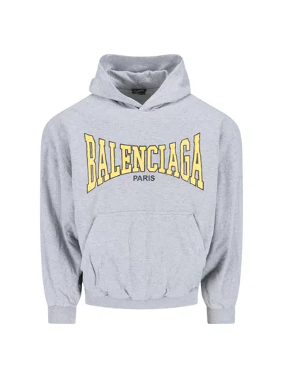 Balenciaga Cotton Jersey Hoodie In Grey