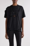 Balenciaga Boxy Distressed Emo Embroidered T-shirt In Black