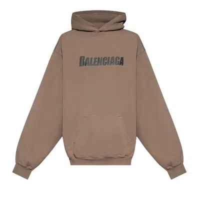 Pre-owned Balenciaga Boxy Hoodie 'taupe/black' In Tan