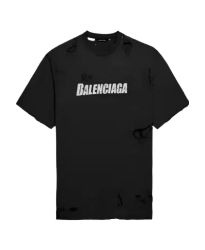 Balenciaga Boxy Logo Print T-shirt In Black