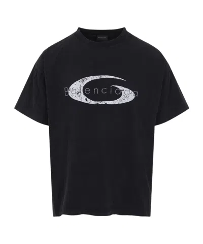 Loop Sports Icon ボクシー T シャツ Balenciaga Loop Sports Icon Distressed Boxy Logo Graphic T