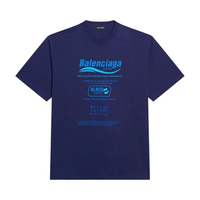 Pre-owned Balenciaga Boxy T-shirt 'blue'