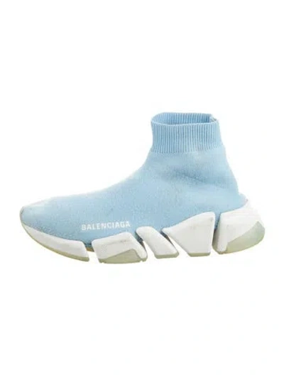 Pre-owned Balenciaga Kids' Boys' Knit Low Top Sneakers In Blue