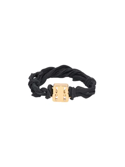 Balenciaga Braided Fabric Bracelet With Buckle Clasp In Black