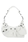 Balenciaga Braided Strap Shoulder Bag With Decorative Studs In White