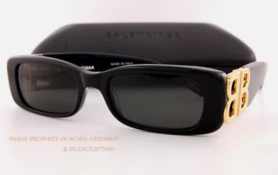 Pre-owned Balenciaga Brand  Sunglasses Bb 0096/s-001 Black-gold/dark Grey For Women In Gray