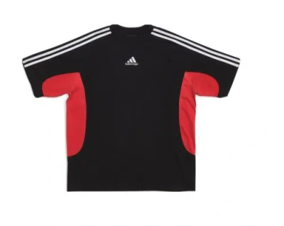 Pre-owned Balenciaga Brand  X Adidas 90s Medium Fit Tee D.s Embroidered Logo Us M In Black