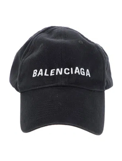 Pre-owned Balenciaga Branded Baseball Hat In Black