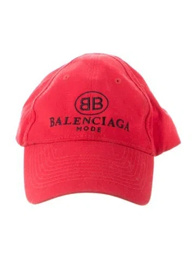 Pre-owned Balenciaga Branded Embroidered Hat In Black/red