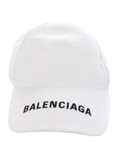 Pre-owned Balenciaga Branded Embroidered Hat In White