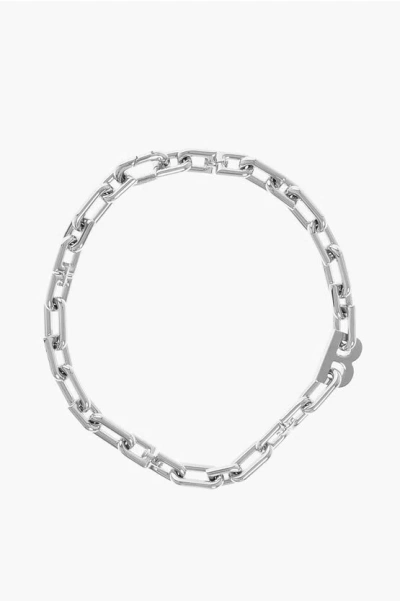 Balenciaga Brass B Chain Choker Necklace In Metallic