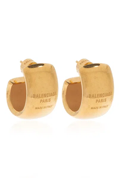 Balenciaga Brass Earrings In Golden