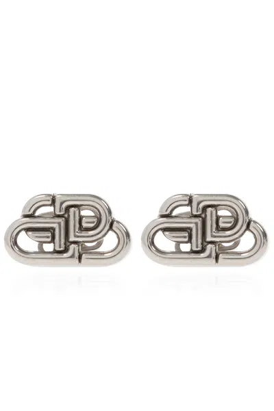 Balenciaga Brass Earrings In Silver