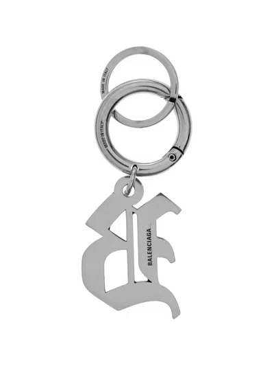 Balenciaga Brass Keyring In Silver