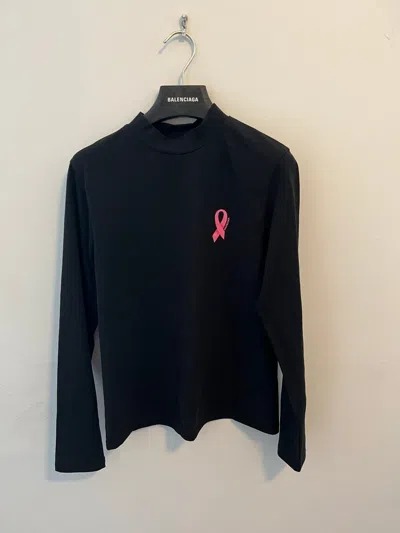 Pre-owned Balenciaga Breast Cancer Awareness Tight Long Sleeve In Black