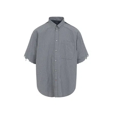 Balenciaga Breezy Linen-cotton Blend Short-sleeve Shirt In Gray