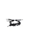 Balenciaga Broken Shoelace Bracelet In Ancient Silver/black