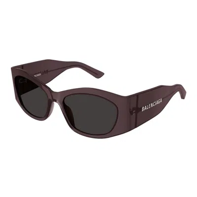 Balenciaga Brown Acetate Sunglasses In Burgundy