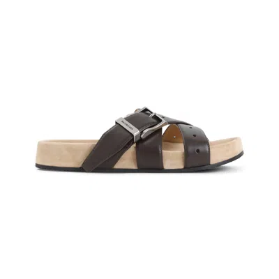 Balenciaga Black Calf Leather Belt Mules In Multi