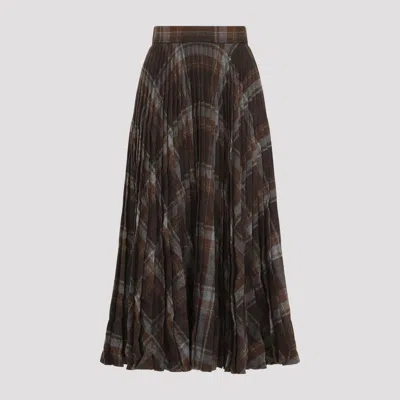 BALENCIAGA BROWN CREASED PLEATED SKIRT