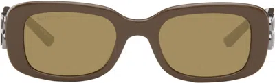Balenciaga Brown Dynasty Rectangle Sunglasses In Brown-brown-bronze