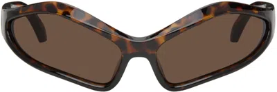 Balenciaga Brown Fennec Oval Sunglasses In Havana-havana-brown