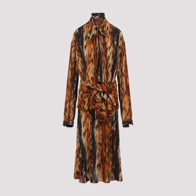 BALENCIAGA BROWN KNOTTED DRESS