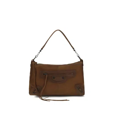 Balenciaga Medium Le City Leather Shoulder Bag In Brown