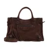 Balenciaga Brown Le City M Suede Leather Handbag In Brown