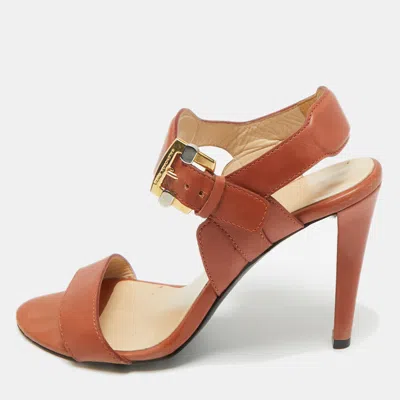 Pre-owned Balenciaga Brown Leather Ankle Strap Sandals Size 39