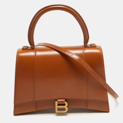 Pre-owned Balenciaga Brown Leather Medium Hourglass Top Handle Bag