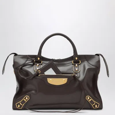 Balenciaga Brown Medium Le City Uptown Bag In Leather In Purple