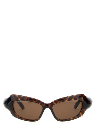 BALENCIAGA BROWN PALAZZO RECTANGLE SUNGLASSES
