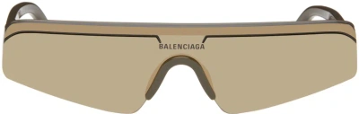 Balenciaga Brown Ski Rectangle Sunglasses In Brown-brown-bronze