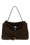 Balenciaga Medium Rodeo Crocodile-embossed Top-handle Shoulder Bag In Brown