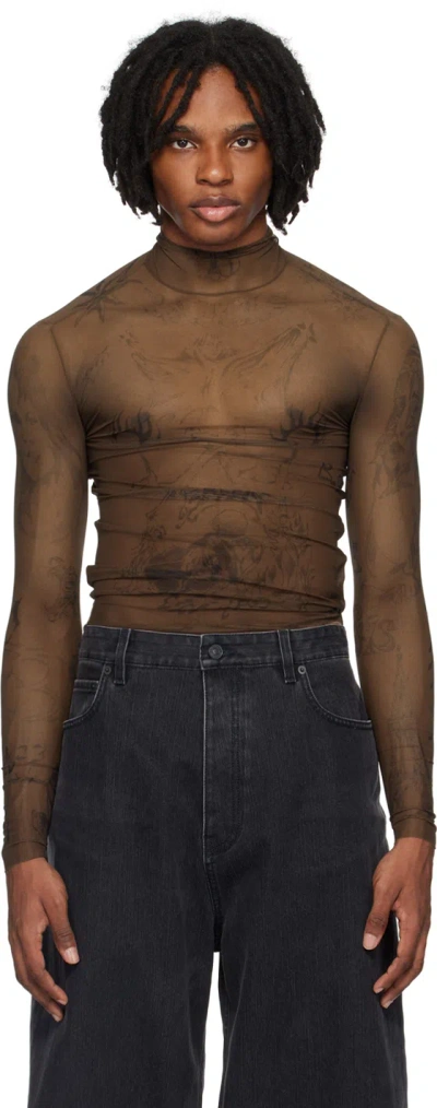 Balenciaga Brown Tat Turtleneck In 2100