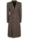 Balenciaga Houndstooth Wool Double-breasted Coat In Brown