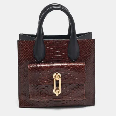 Pre-owned Balenciaga Brown/black Python And Leather Mini Maillon All Afternoon Tote