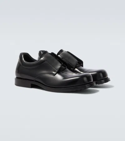 Balenciaga Brushed Leather Derby Shoes In Black