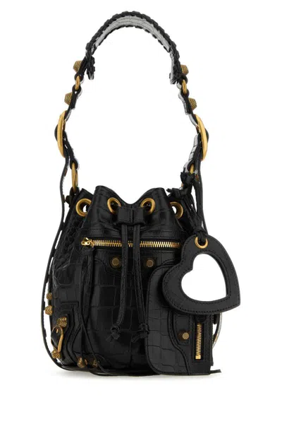 Balenciaga Women Black Leather Le Cagole Xs Bucket Bag