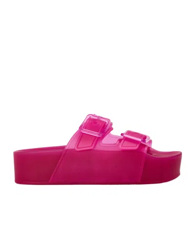 Balenciaga Buckle Platform Slippers In Pink