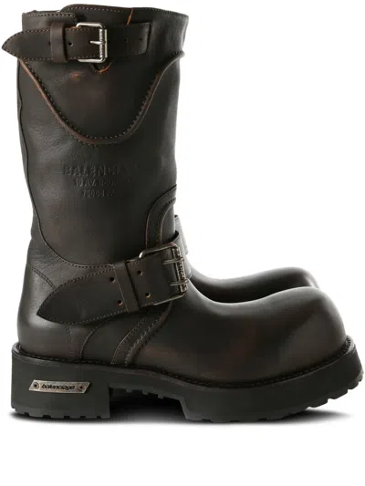 Balenciaga Buckle-detailing Boots In Brown