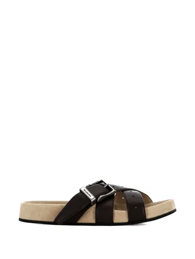 Balenciaga Buckle-fastening Multi-strap Sandals In Brown