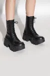 Balenciaga Bulldozer Lace-up Leather Ankle Boots In Black