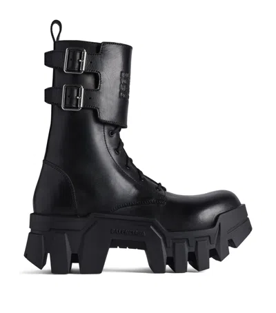 Balenciaga Bullskin Bulldozer Combat Boots In Black